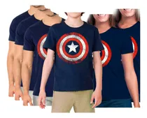 Comprar Kit Com 6 Camisetas Capitão América Kit Família 100% Algodão