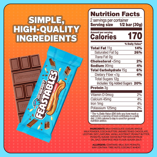 Chocolate Mrbeast Feastables Peanut Butter Crunch 60gr | Mdr