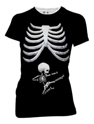 Playera Sublimada Esqueleto Y Bebe Divertida Dia De Muertos 