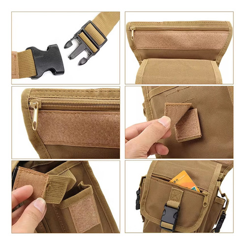 Muslera Tactica Bolso Muslera Outdoor Banano Pierna Airsoft Musleras Tacticas Cintura A Prueba De Agua Cangurera Unisex Tela Oxford Bolsa Tactica Lateral Impermeable Coyote Hauki