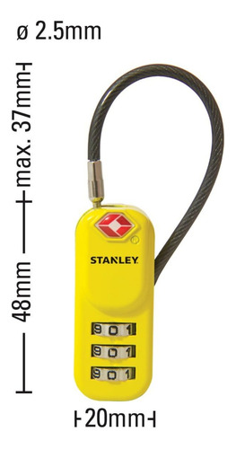 Candado De Combinación Para Maleta Yelow Travelmax Stanley