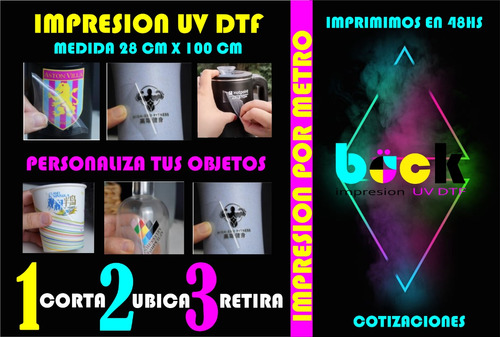 Impresion Uv Dtf, Personaliza Objetos!!! Impresion Por Metro