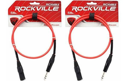 Cable Para Micrófono: 2 Rockville Rcxmb3-r Rojo 3' Macho Rea