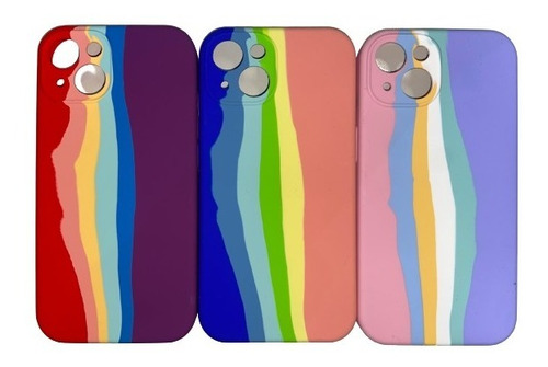 Estuche Protector Rayas Arcoiris Genérico Para iPhone 13