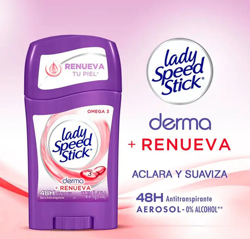 Desodorante Barra Lady Speed Stick Derma Renueva Omega 3 45g
