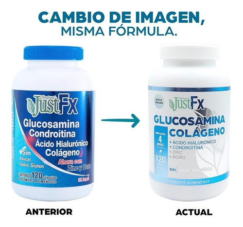 Suplemento Olnatura Just JustFx Glucosamina Condroitina con ácido hialurónico y colágeno 120 cápsulas