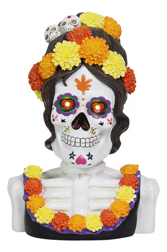 Figura Decorativa Dia De Muertos Catrina Con Luz Led