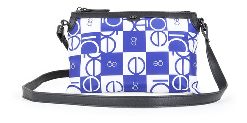 Bolsa Crossbody Para Mujer Cloe Material Reciclado Estampado Color Azul Marino