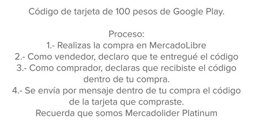 Imagen 2 de 2 de Tarjeta De Regalo Google Play Entrega Inmediata