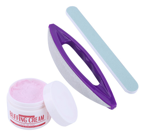 Juego De 3 Limas De Uñas Para Pulir Arte, Crema, Pulidora Y