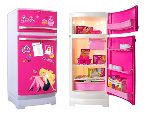 Heladera Barbie Original Tv Con Accesorios Photoprint