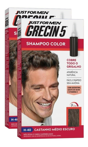 Kit 2 Tonalizantes Grecin 5 Color 60ml Castanho Médio Escuro