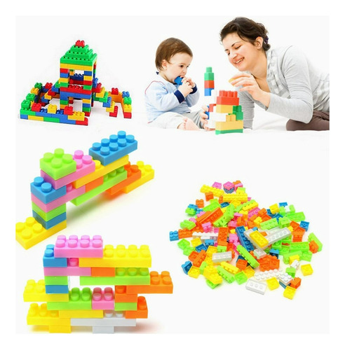 100 Bloques De Construccion 3d Plastico Blocks Con Pegatinas