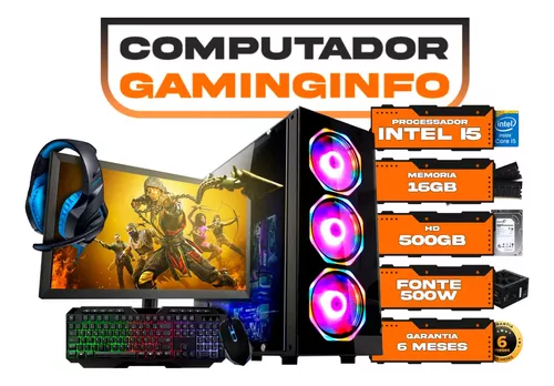 Pc Gamer Intel I5 16gb Hd 500gb + Monitor 21 + Kit Gamer