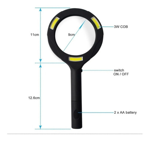 Imagen 2 de 4 de Lupa Con Luz Led Lampara Lupa Luz Led 250 Lumens