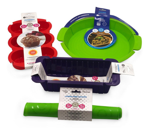 Set Reposteria Moldes Silicona Goma Muffins Cupcakes Budin