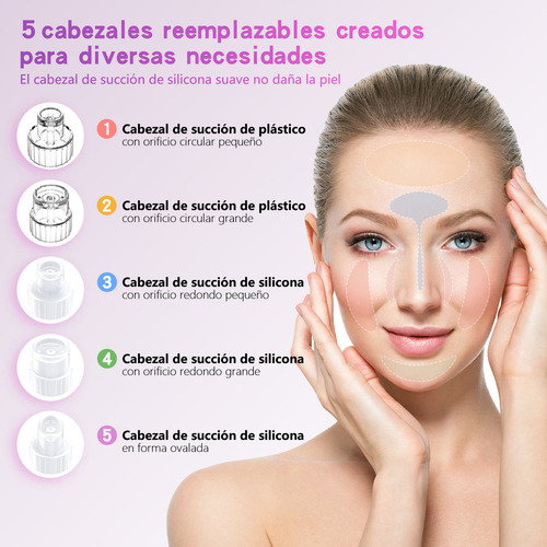 Removedor De Espinillas Maquina Ultra Micro Agua Limpiador Succión 5 Sondas Kit Belleza USB, Extractor Eléctrico Succionador, Limpiador de Belleza y Kit de Limpieza Facial, 5 Niveles de Succión