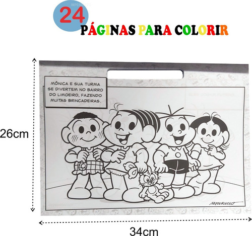 Livro De Colorir Meu Blocão Turma Da Monica + Kit Pintura