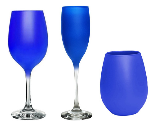 Copas 6 Vino 6 Champagne 6 Vasos Gourmet Color Mate Tallo