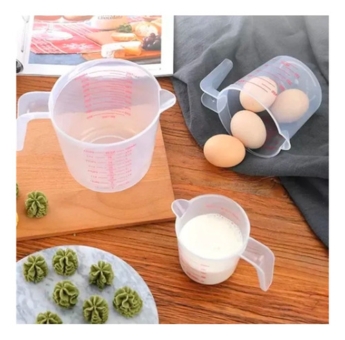 Tazas Medidoras De Plastico Cocina 1 Litro 500ml 250ml 3 Pzs Color Transparente