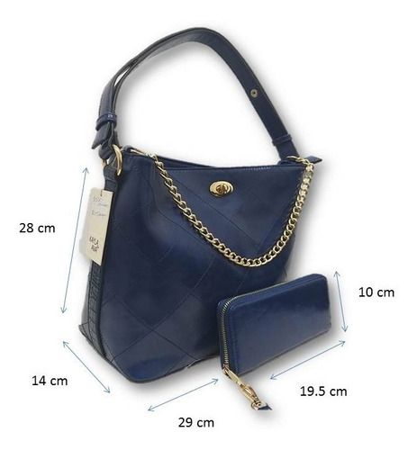 Imagen 5 de 5 de Bolsa De Dama Cadena Con Cartera Azul Nw3497
