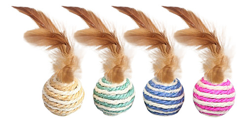 Juguetes Sisal Ball Tao Para Rascar De Sisal Con Plumas, Té
