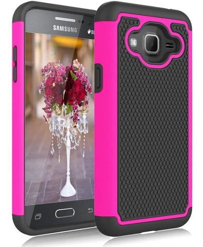 Funda Para Galaxy J3 2016 (color Negro Y Rosa/marca Jeylly)