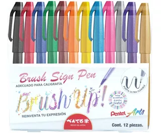 Pentel Sign Brush Pen Fude Touch 12 Tonos Básicos
