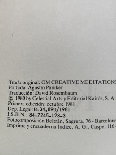 Om: La Sílaba Sagrada Alan Watts. Primera Edicion 1981 (Usado)