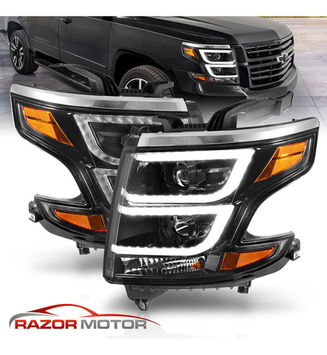 Par Faro Negro Led Drl Chevrolet Suburban Lt 2016 5.3l