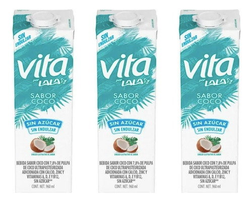 Bebida Lala Vita Sabor Coco Sin AzĂșcar 6 Piezas De 960ml