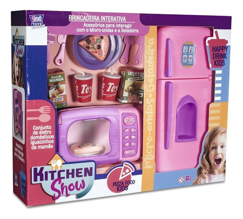 Cozinha Gourmet Chef Kids Geladeira + Micro Ondas Brinquedo Cor Rosa Com Roxo