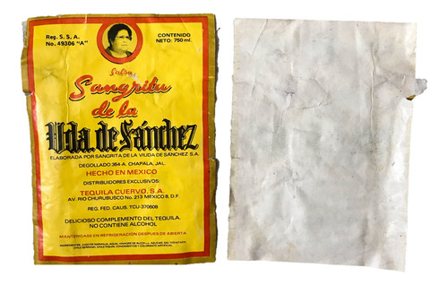 Sangrita Viuda De Sánchez, Etiqueta Vintage (Usado)