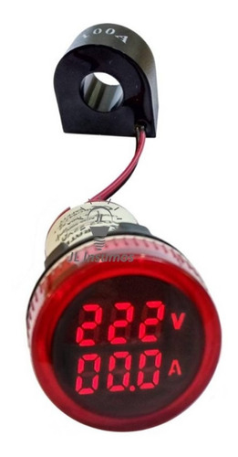 Voltimetro Amperimetro Digital 100a Ojo De Buey Rojo