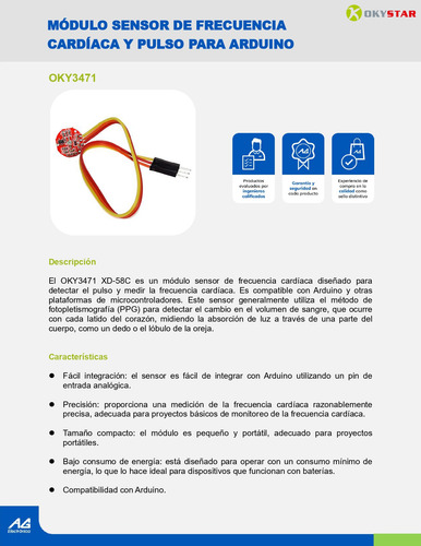 Modulo Sensor De Frecuencia Cardiaca Y Pulso Para Arduino