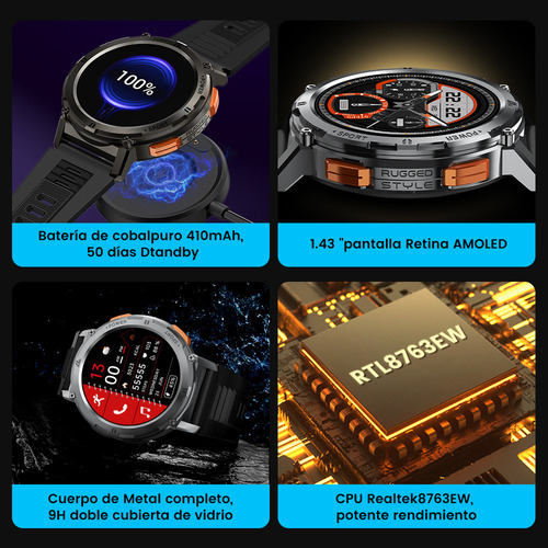 Reloj Inteligente Kospet T2 1.43 Aod Con Llamadas Bluetooth