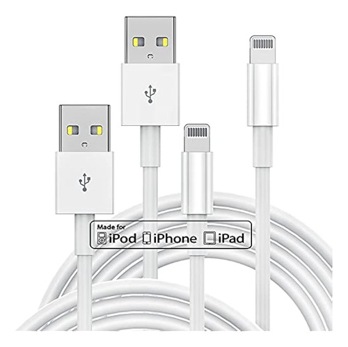 Cable Cargador Para iPhone De Apple, Paquete De 2 Cables Lig