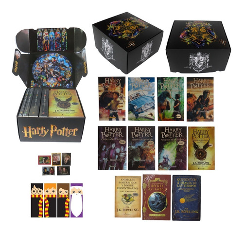 Saga Harry Potter 11 Libros Con Caja + Estampas + Regalo Msi