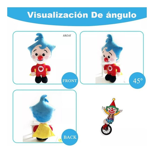 Peluche Payaso Plim Dibujos Animados Regalo Suave Felpa