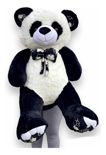 Oso Panda De Peluche Gigante + Moño + 3 Globos