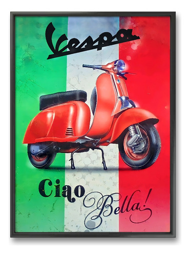 Cuadro Decorativo Vintage Moto Vespa Italia