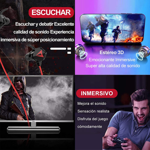 Kamysen Audífonos Gaming Inear Con Manos Libres Desmontable
