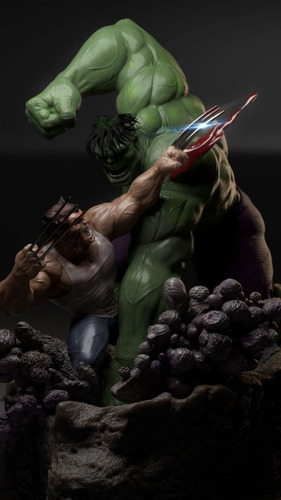 Archivo Stl Impresión 3d - Wolverine Vs Hulk New Diorama
