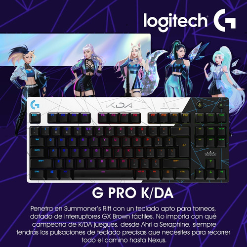 Imagen 2 de 9 de Teclado Gamer Mecánico Rgb Logitech G Pro Edición K/da Lol