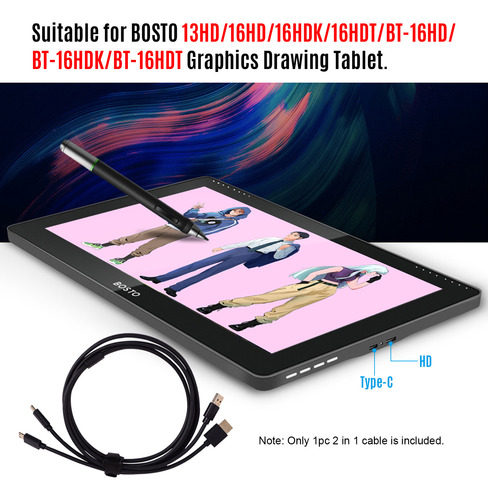 Cable Tablet Drawing Bosto Monitor 2 Em 1 Para Cabo Gráfico