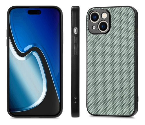 Funda Para Huawei, Textura De Piel De Fibra De Carbono Combinada Con Tpu, Acolchado Ultrafino, Color Verde
