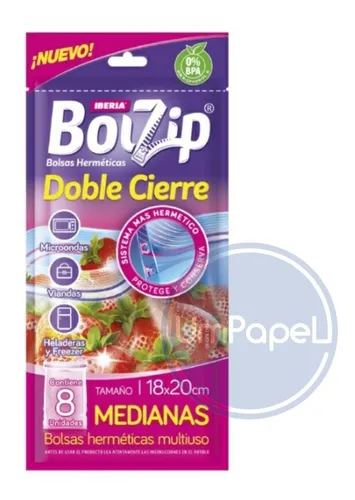 comprar Bolsas Con Cierre  Bolzip Doble Cierre Mediana X 8 Unidades