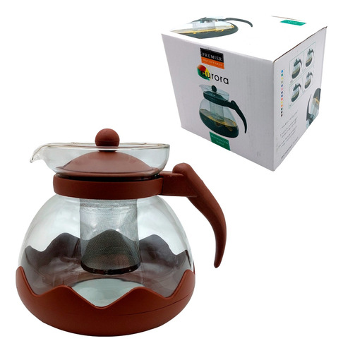 Tetera Cafetera Vidrio Con Infusor 600 Ml 2 En 1 