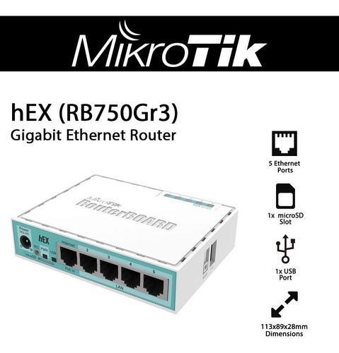 Router Mikrotik Hex Rb750gr3 Ethernet Gigabit De 5 Puertos