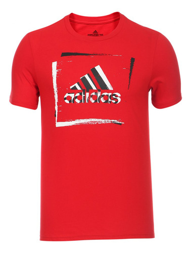 Camisa Vermelha Masculina Estampada Com Logo adidas Frontal